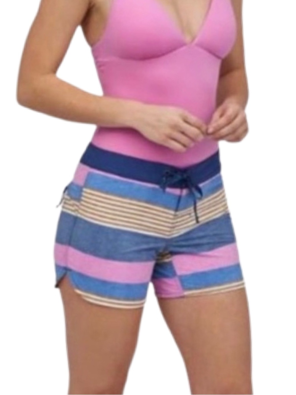 Patagonia Wavefarer Boardshorts 5" Fitz Stripe Blue Pink Size 6 EUC